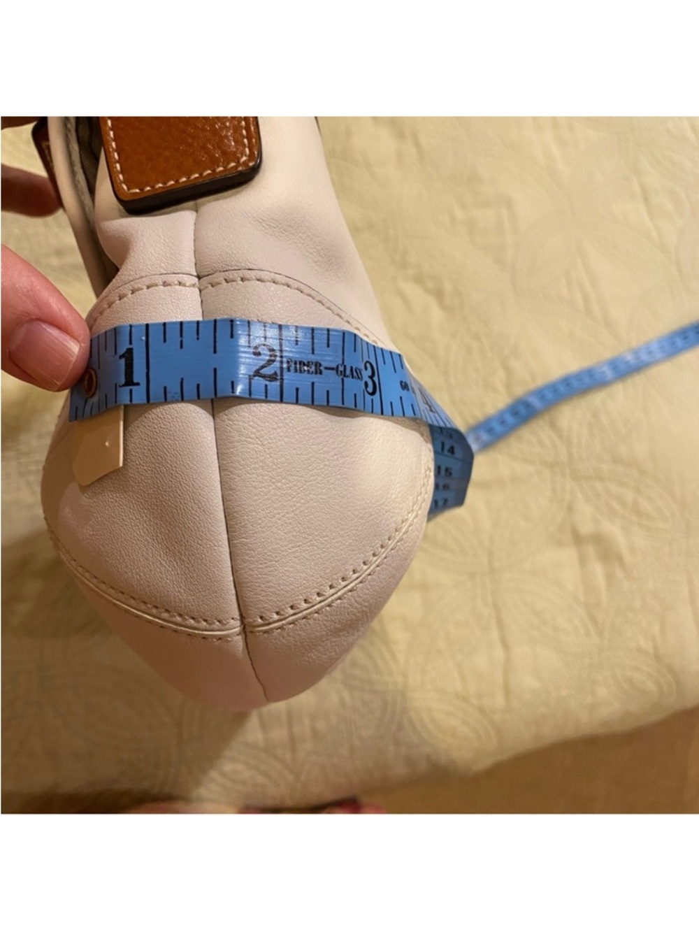 Coach White SoHo Leather Shoulder Bag with Brown Trim and Buckle - Picture 12 of 14